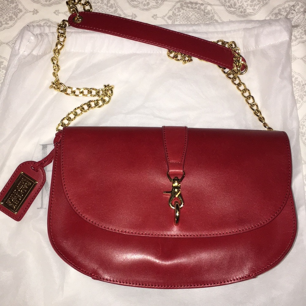 Badgley Mischka Red Leather Shoulder Bag